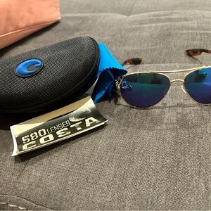 Costa Sunglasses with Blue Lenses and Black Case